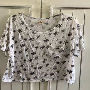 White crop t-shirt with palm trees